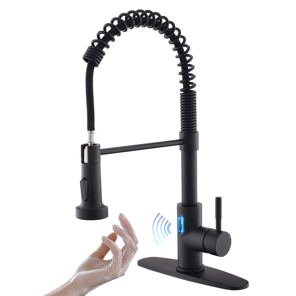 OWOFAN Kitchen Faucet with Pull Down Sprayer Brushed Nickel Stainless Steel 1 Handle Pull Out Spring Sink Faucets 1 Hole Or 3 Hole Dual Function for Farmhouse Camper Laundry Utility Rv Wet Bar